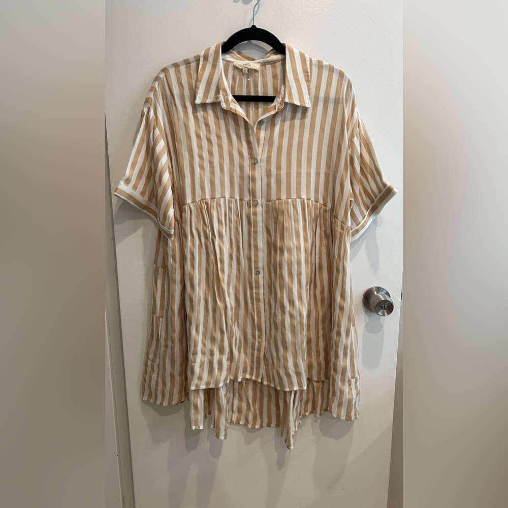 Striped long blouse with ruffles